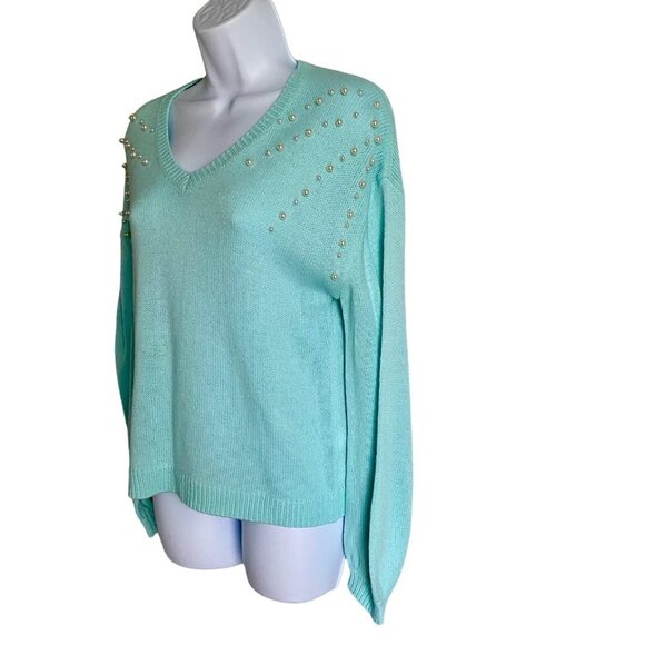 Heritage Charm Pullover Sweater with Faux Pearls Women's Petite Small - Picture 3 of 9